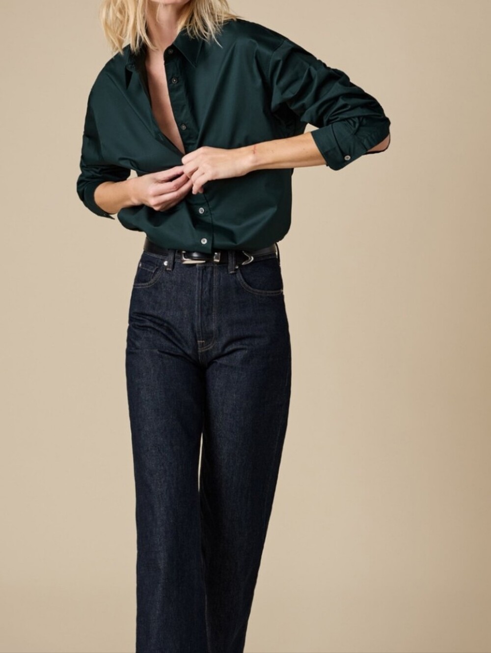 Soldout.NYC The Everything Shirt in Deep Emerald Size Lg NWT